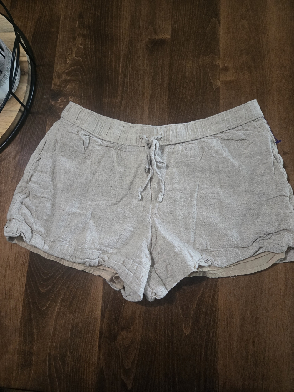 Abercrombie & Fitch Light Tan Linen-Blend Drawstring Athletic Shorts